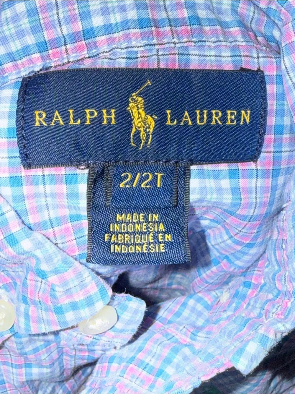 Boy’s Ralph Lauren Blue & Pink Plaid Button-Down Shirt